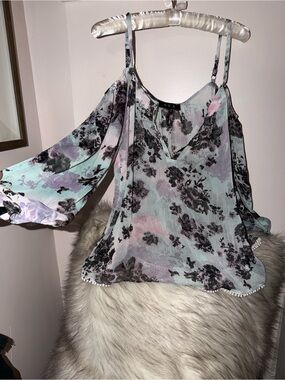 Energie Floral Cold Shoulder Blouse